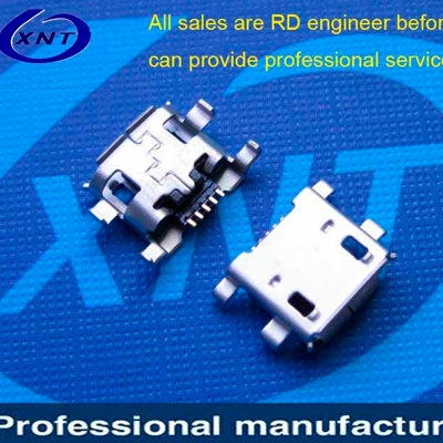 昆山microUSB B type 5pin sink board 0.93mm (solder leg: SMT, housing: DIP) with crimping